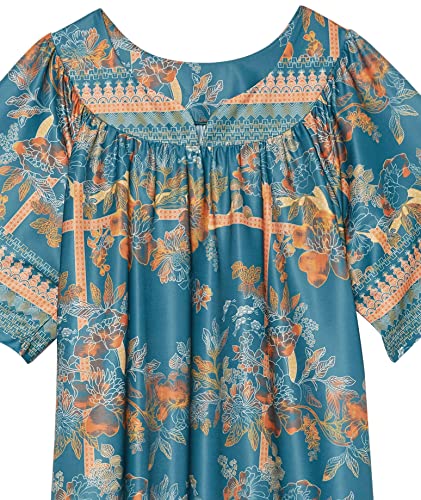 Image of AmeriMark Casual Women's Patio Muumuu House Dress Loose Comfortable Short Sleeve Sun Dress Lounger Gown Sleepwear for Ladies