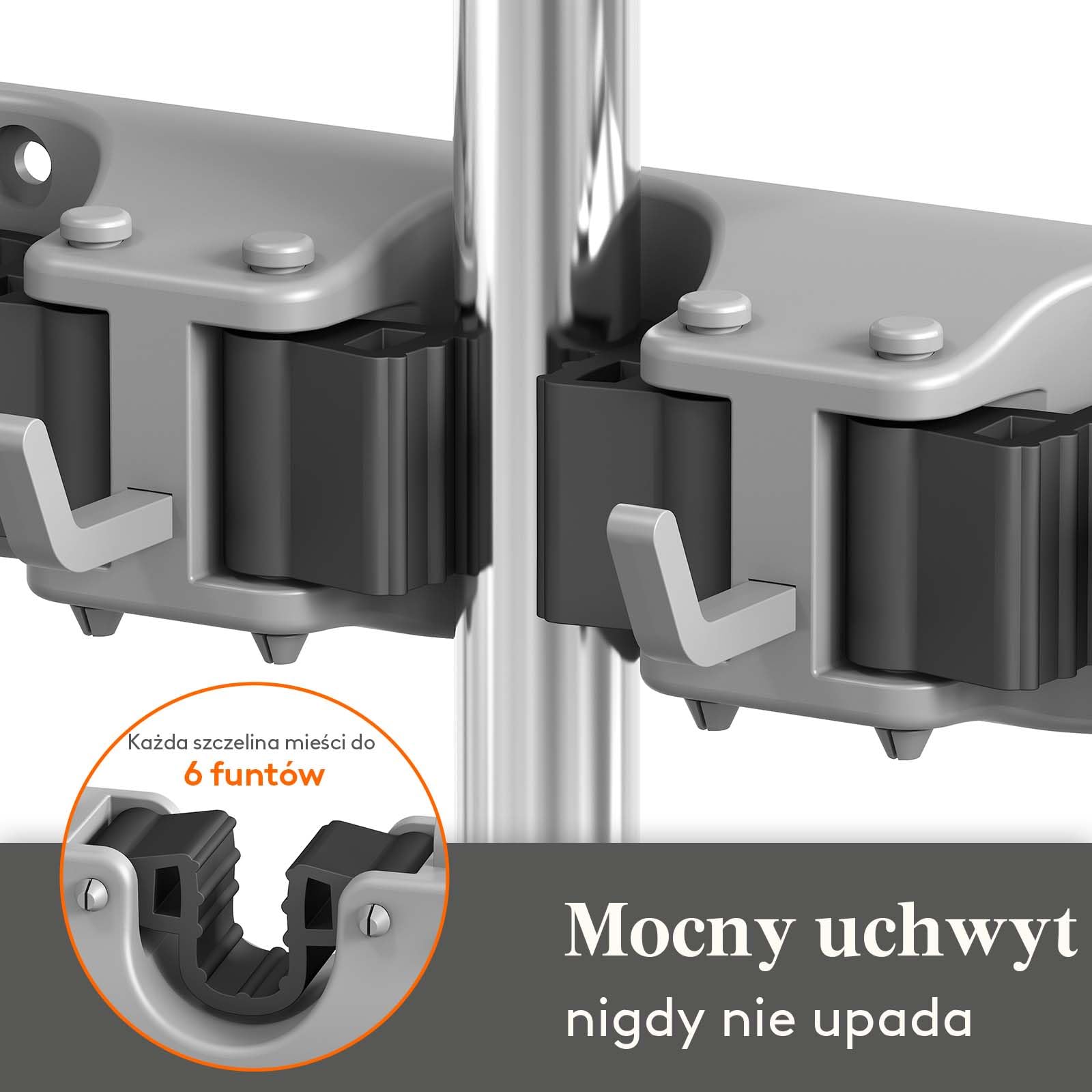 Lifewit Mop I Miotła Uchwyt Ścienny, Antypoślizgowy Wieszak Miotła Organizacja Kuchni, Czyszczenia Organizator Dostaw, Łatwa Instalacja Organizator Narzędzia Dla Szafy, Garażu, 2 Pack, Szary