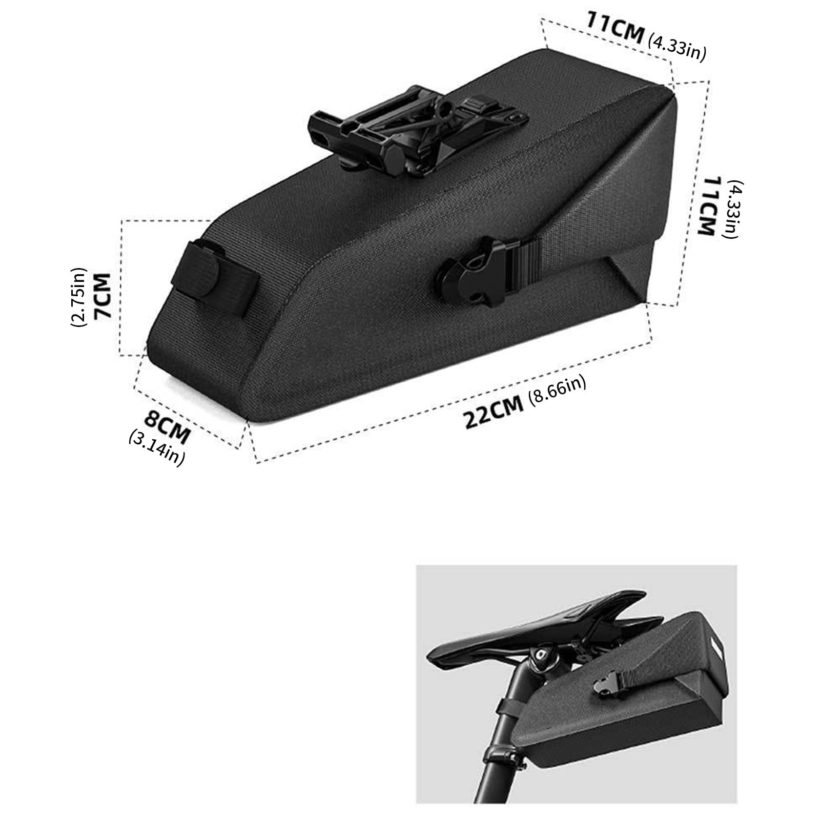 XAGMODSHN Borsa da sella con strisce riflettenti, design a sgancio rapido e scomparti antiscivolo per borsa da ciclismo notturna