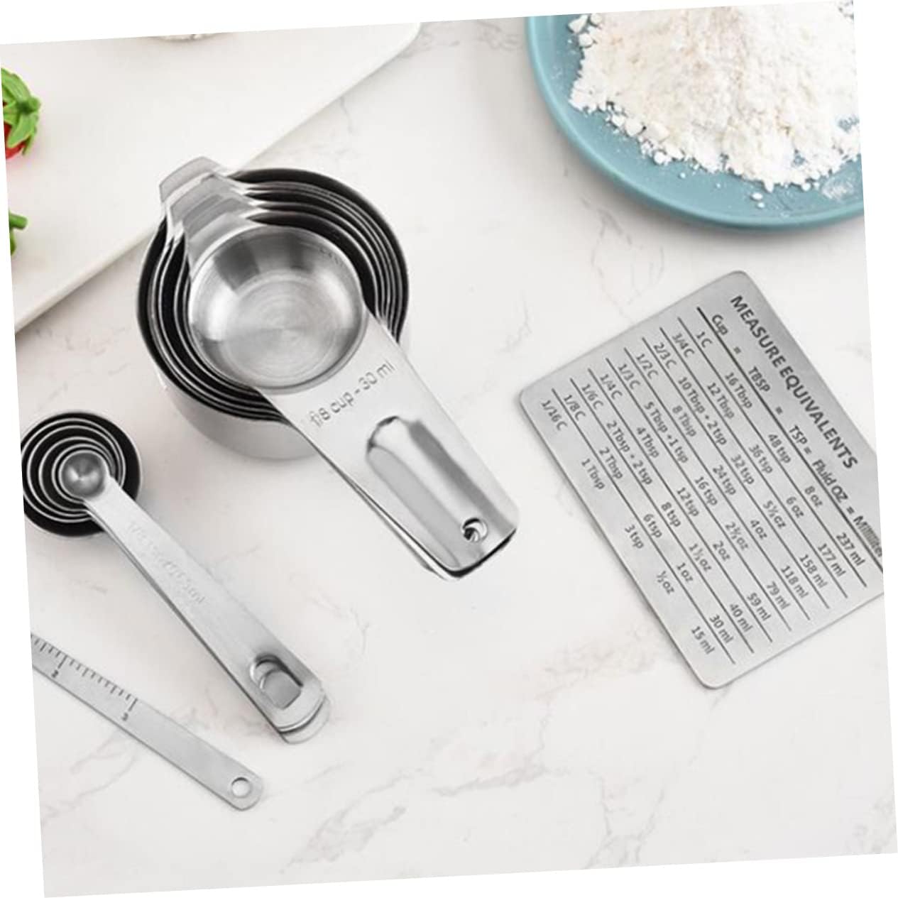 ABOOFAN 15Pcs Stainless Steel Measuring Spoons and Cups Set Multi Purpose Kitchen Supplies with Graduated Scale for Baking Cooking and Food Prep