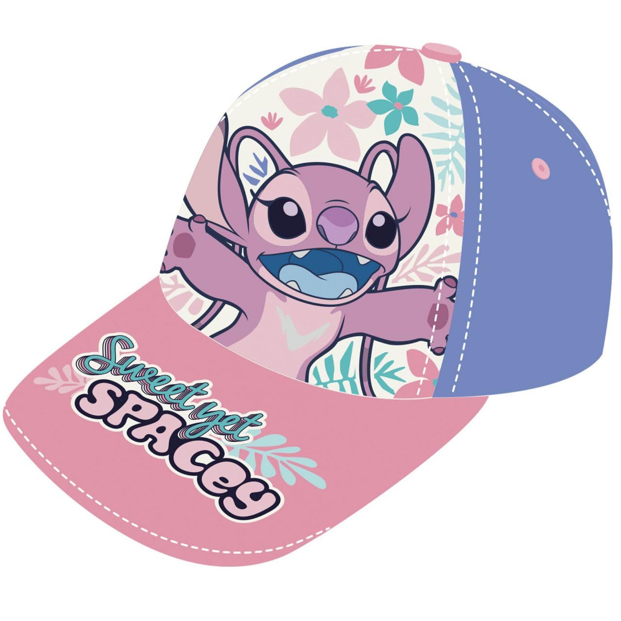 Disney Girls Lilac Stitch And Angel Hat For Stitch And Angel Design Baseball Cap For Summer Cap Children, Gift For Children, 6 1/2