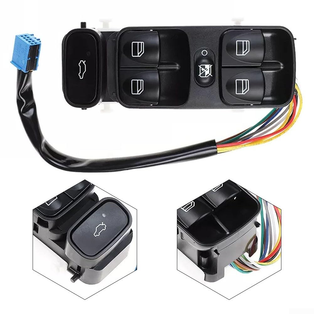 Zilimontt Interruptor de ventana principal para Mercedes Benz Clase C W203 C180 C200 C220 Número OEM: 2038200110DX 2038200110 Interruptor de elevalunas eléctrico para coche
