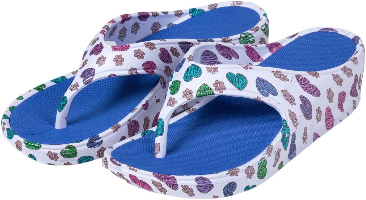 GreaterGoodPaw Print Wedge Flip Flops