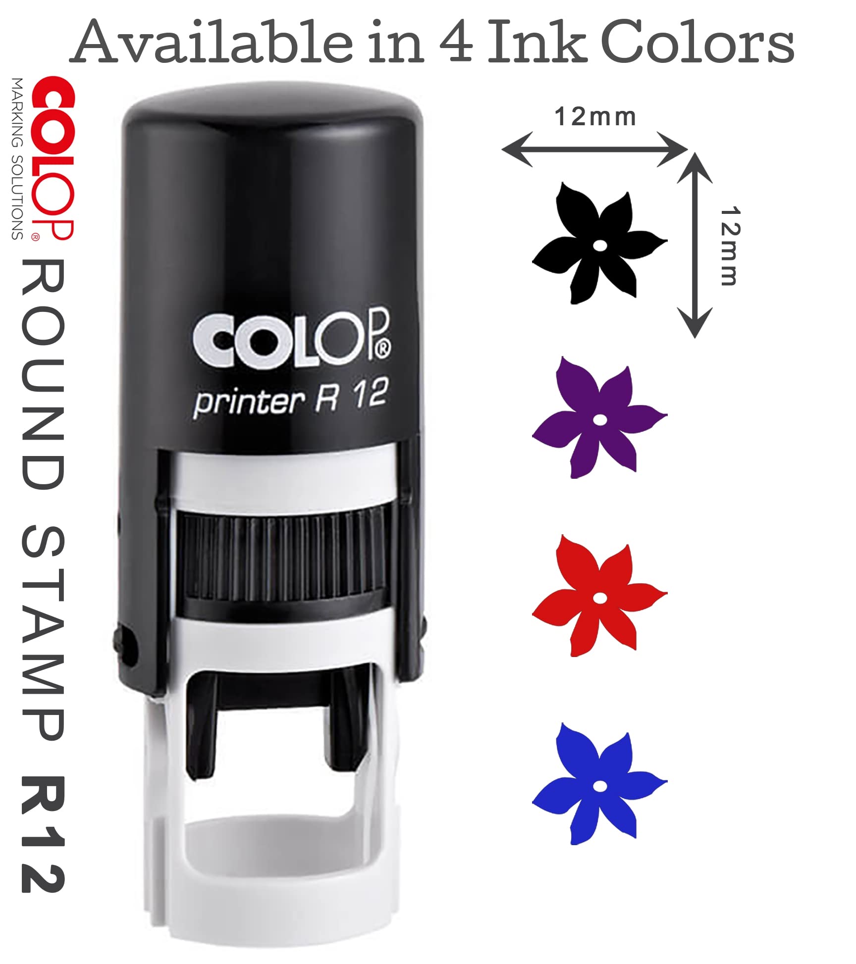 Flower Self Inking Mini Rubber Stamp Colop Round Decorative Teachers