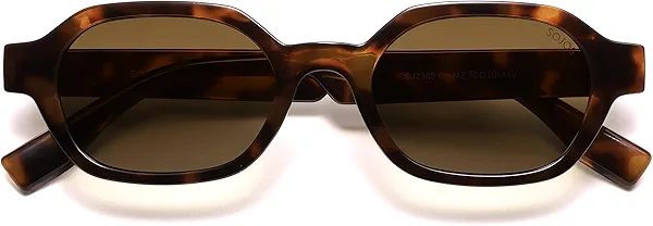 SOJOS Retro Polarized Hexagon Sunglasses for Women Men, UV400 Trendy Rectangle 70s 80s 90s Shades SJ2389