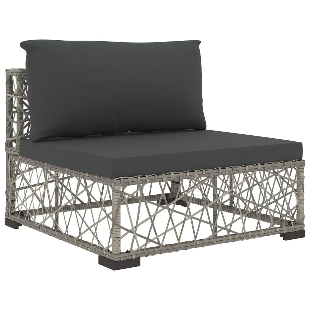 vidaXL - Gartenmöbel-Sets - 5-tlg. Garten-Lounge-Set mit Auflagen Poly Rattan Grau