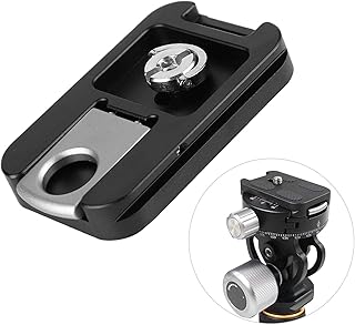 QR-60 Quick Release Plate Camera Tripod Quick Release Plate Black Arca Swiss Plate Aluminum Alloy 1/4" Screw Mount with Strap Buckle for Arca-Swiss Ball Head Tripod