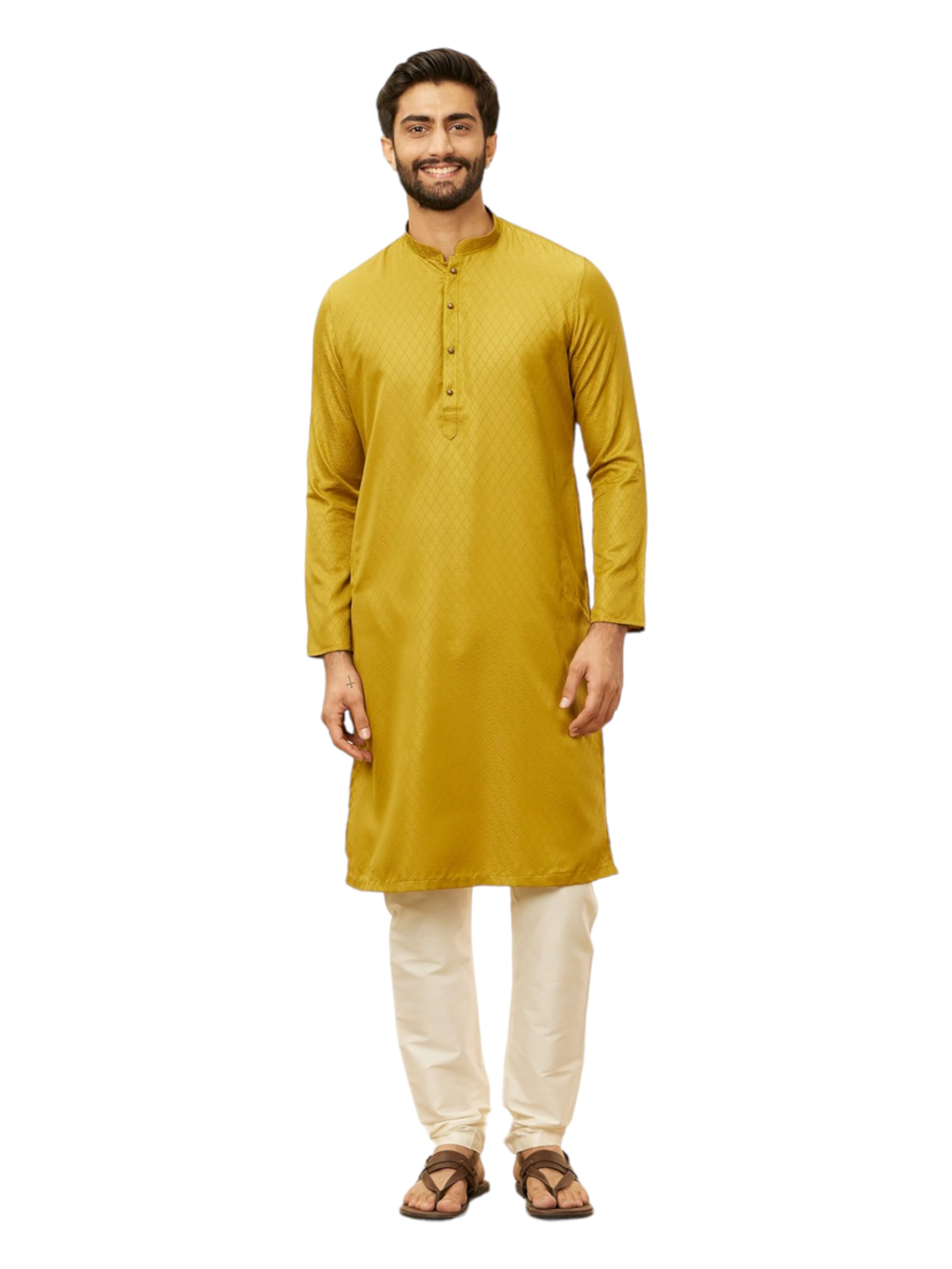 manyavar Men's Viscose Blend Printed Kurta Pajama Set (2pcs)-picture-16