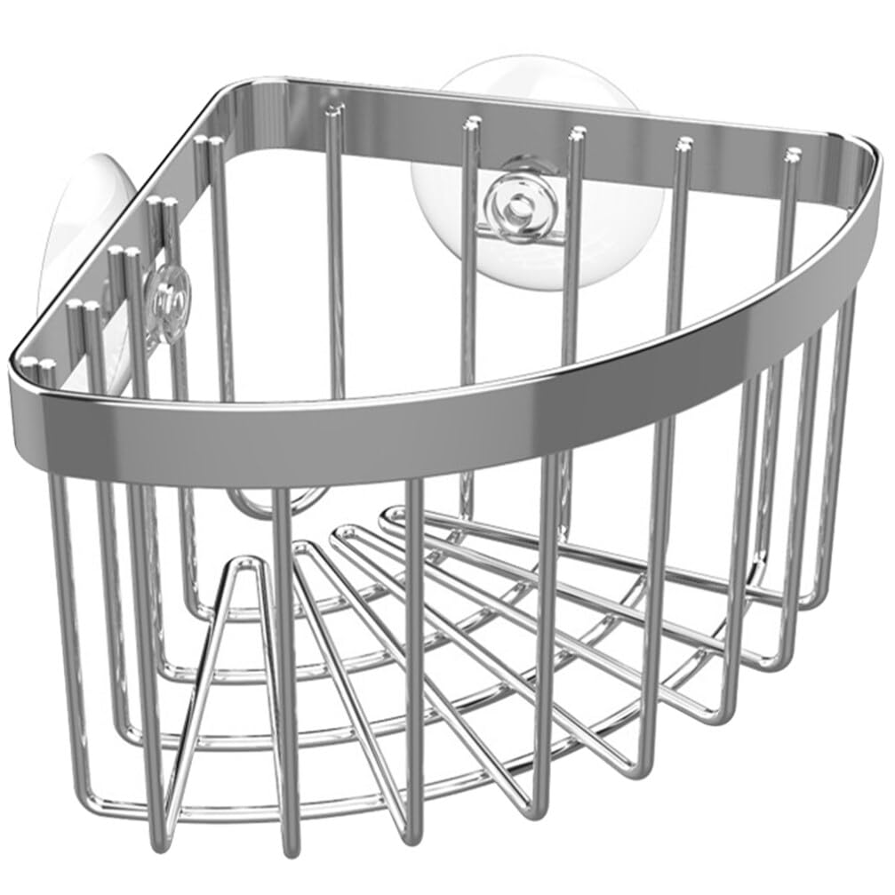 Luxshiny Sink Sponge Holder with Suction Cup - Stainless Steel Corner Sink Holder Sink Organizer for Kitchen Bathroom, No Drilling Triangle Soap Holder