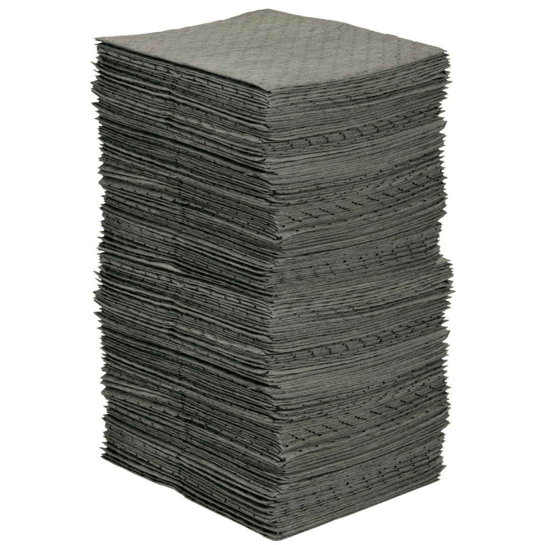 SPC® by Brady Feuilles Absorbantes Universelles – Lot de 200 Feuilles Grises, Épaisses, 2 Couches, Alvéolées et Prédécoupées, 40 cm x 50 cm, Pour Huiles, Eau, Solvants et Liquides de Refroidissement