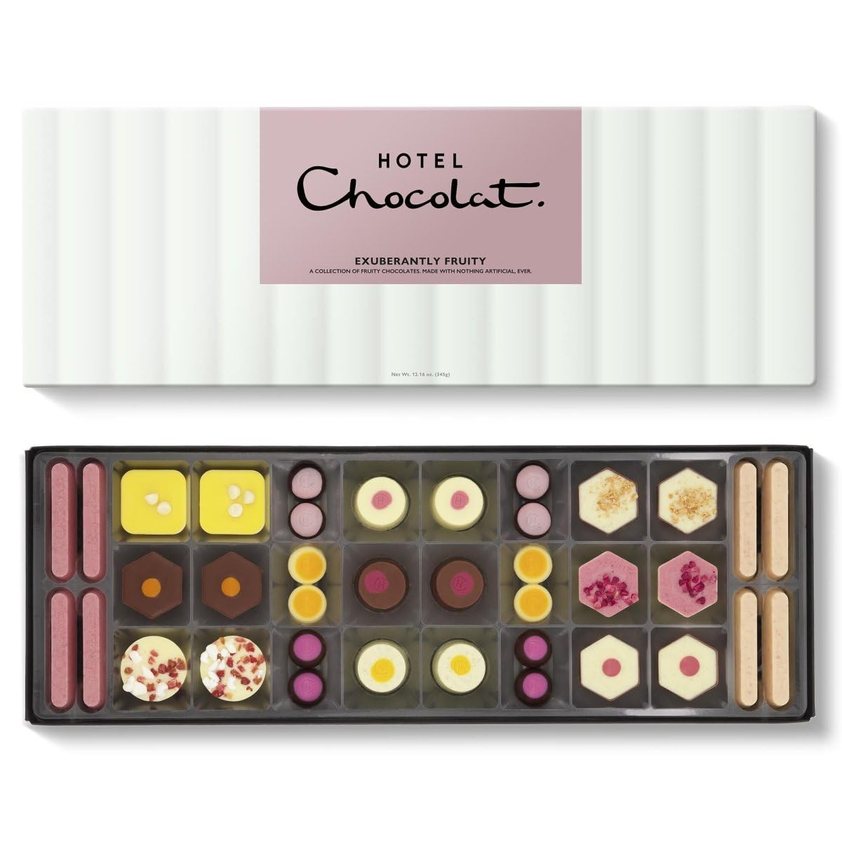 Hotel Chocolat Exuberantly Fruity Sleekster - 38 Fruity Chocolates, 345g - Suitable For Vegetarians - Gifts For Birthday, Thank You, Congratulations, Anniversary