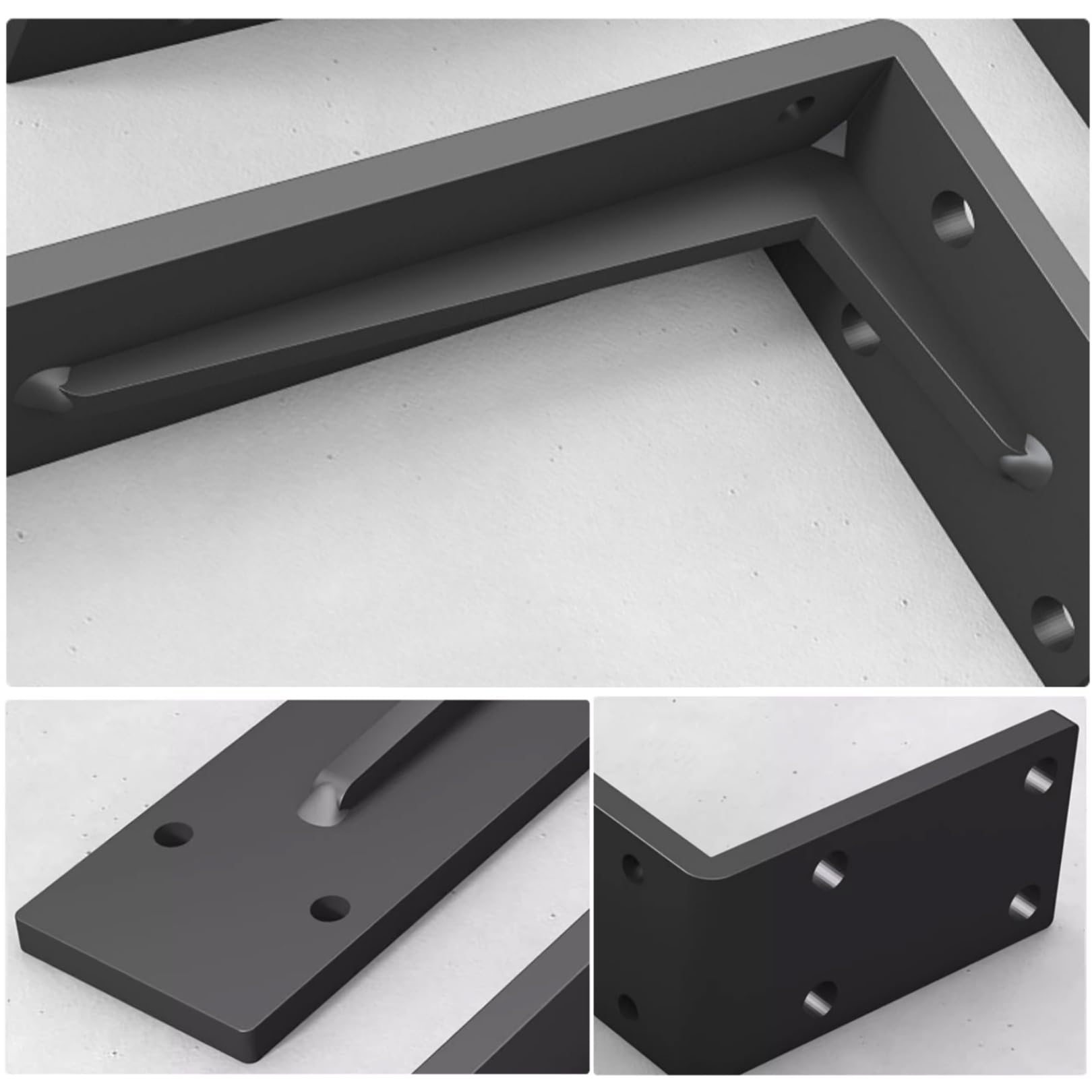 2x Soportes para Estantes Pesados,Escuadras para Estanterias de Metal,5 mm Grosor,Soporte para Estanterías Triangulares de 90 Grados Angular para Cocina Libros,con Tornillos (45cm,Negro)