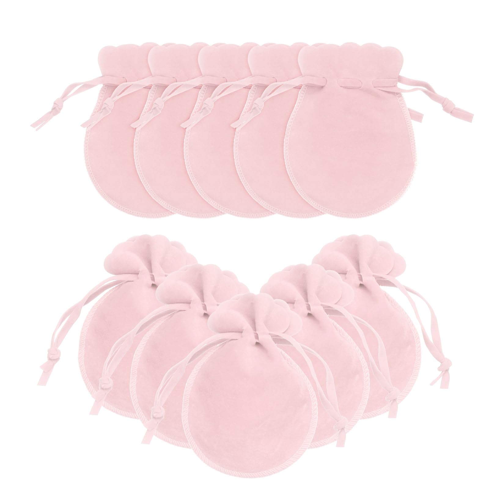 sourcing map 20 Pcs Small Velvet Drawstring Pouches, 3.5" x 4.7" Flannel Calabash Shape Drawstring Jewelry Pouches Velvet Jewelry Bags for Wedding Birthday Party Favors, Pink