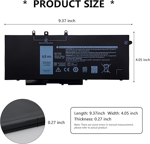 Miniatura 2 de GJKNX - Batería de repuesto para laptop Dell Latitude 5480 5580 5490 5491 5580 5590 5591 5280 5288 5488 5491 5495 E5480 E5580 E5490 E5590 Precisión