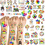 20 Sheets 172 Pcs World Autism Awareness Ribbon Temporary Tattoos Inspirational Autistic Tattoos for Inspirational Autism Awareness Accessories Fundraiser Event Party Decor