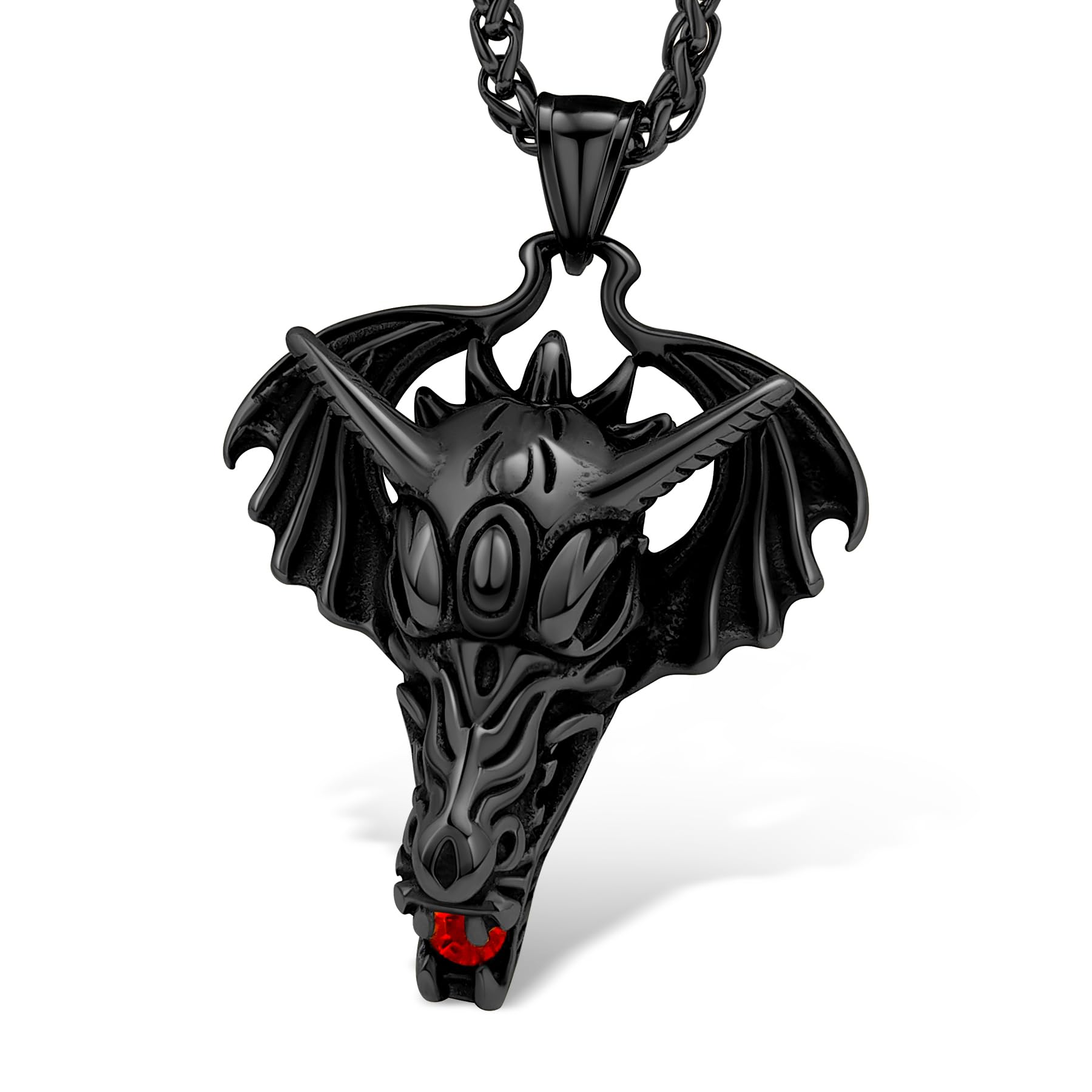 Oaldilee Dragon Necklace 18K Gold Plated/Black Metal/Stainless Steel Norse Tree of life Talisman Viking Dragon Pendant Necklace Lucky Amulet, Retro