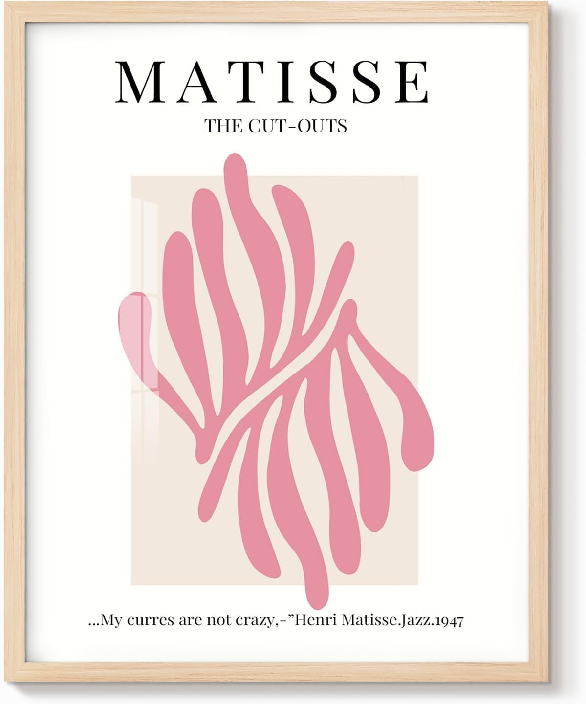 lianyibo Henri Matisse plakat wystawowy, koralowe różowe płótno, botaniczna abstrakcyjna sztuka ścienna, artystyczna dekoracja pokoju (40 x 60 cm/rama wewnętrzna)