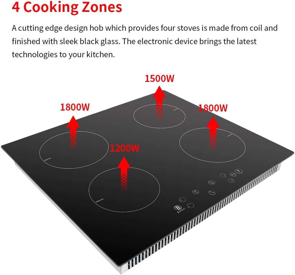 Piano Cottura Induzione, Piano Cottura Incorporato in Vetroceramica Integrato Con Sensore Controllo Touch, Nero (9300W - 5 Fuochi - 90CM)