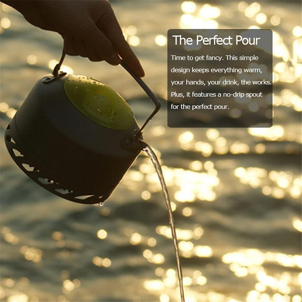 Portable Compact Outdoor Kettle Teapot Coffee Maker 0.9L for Picnic Camping Hiking Aluminum Alloy (Color : Gray Size : 1.1L)