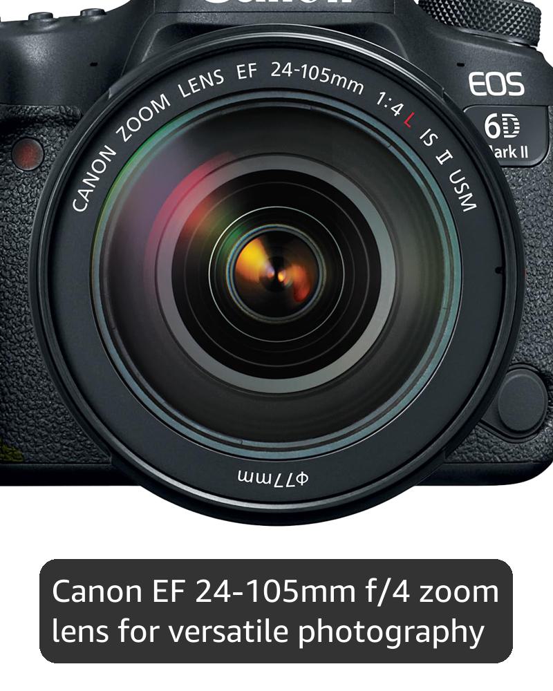 Canon EOS 6D Mark II DSLR Camera with EF 24-105mm USM Lens, WiFi Enabled Black