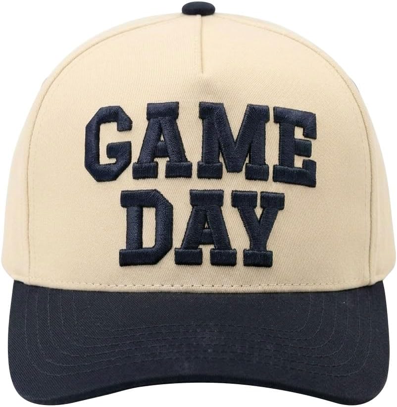 Game Day Hat for Women Men, Vintage Embroidered Football Basketball Cap, Adjustable Baseball Hat for Sports Fans Gift