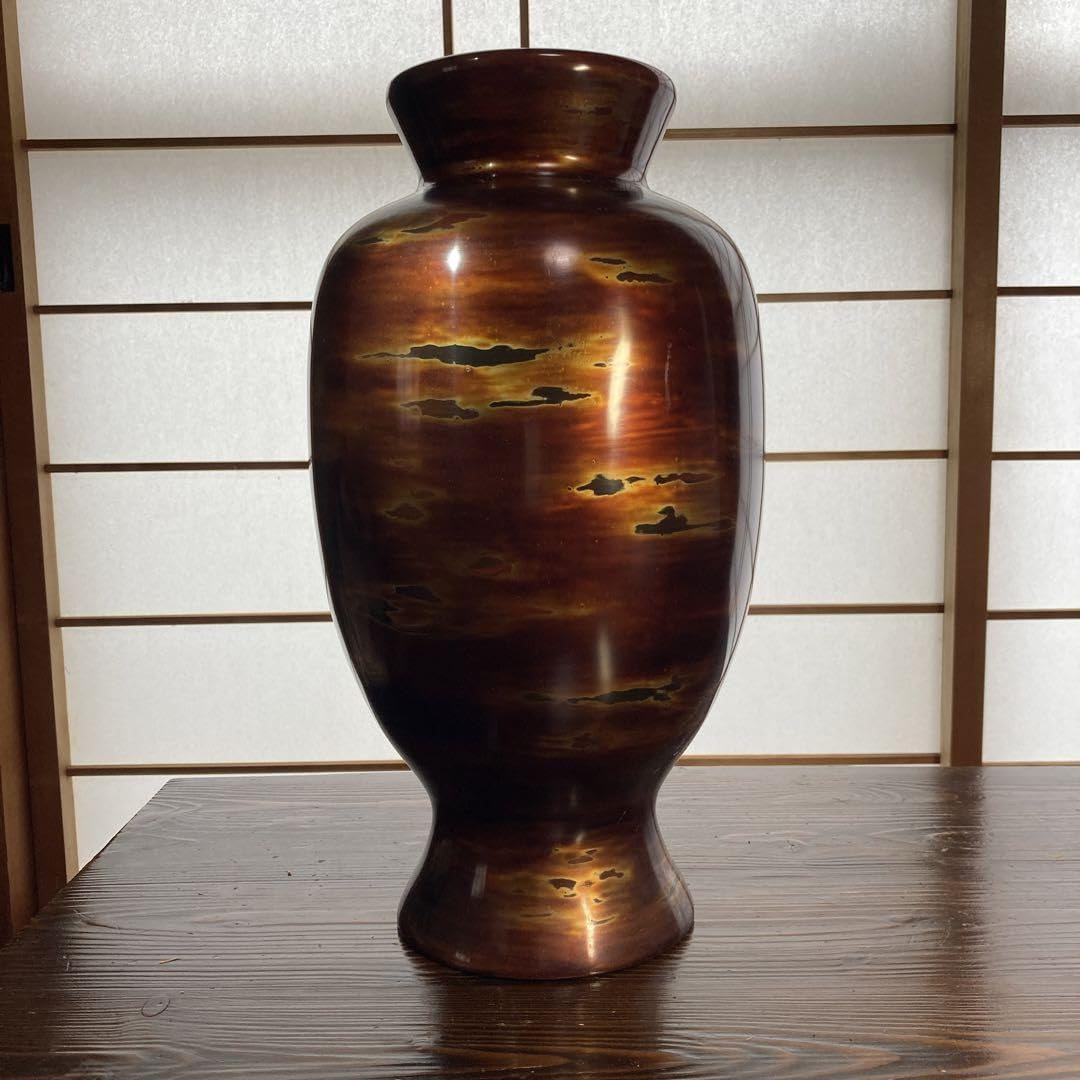 花瓶 瑞雲塗 木製 美品 紀州漆器 伝統的工芸品 昭和レトロ 大きめで