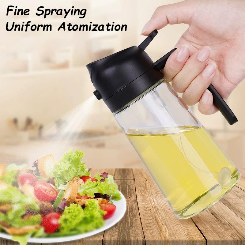 Distributeur Huile Spray Huile Cuisine Air Fryer 2 En 1, 470ML Vaporisateur Huile Cuisine, Cuisine Pour Griller Pulverisateur Huile