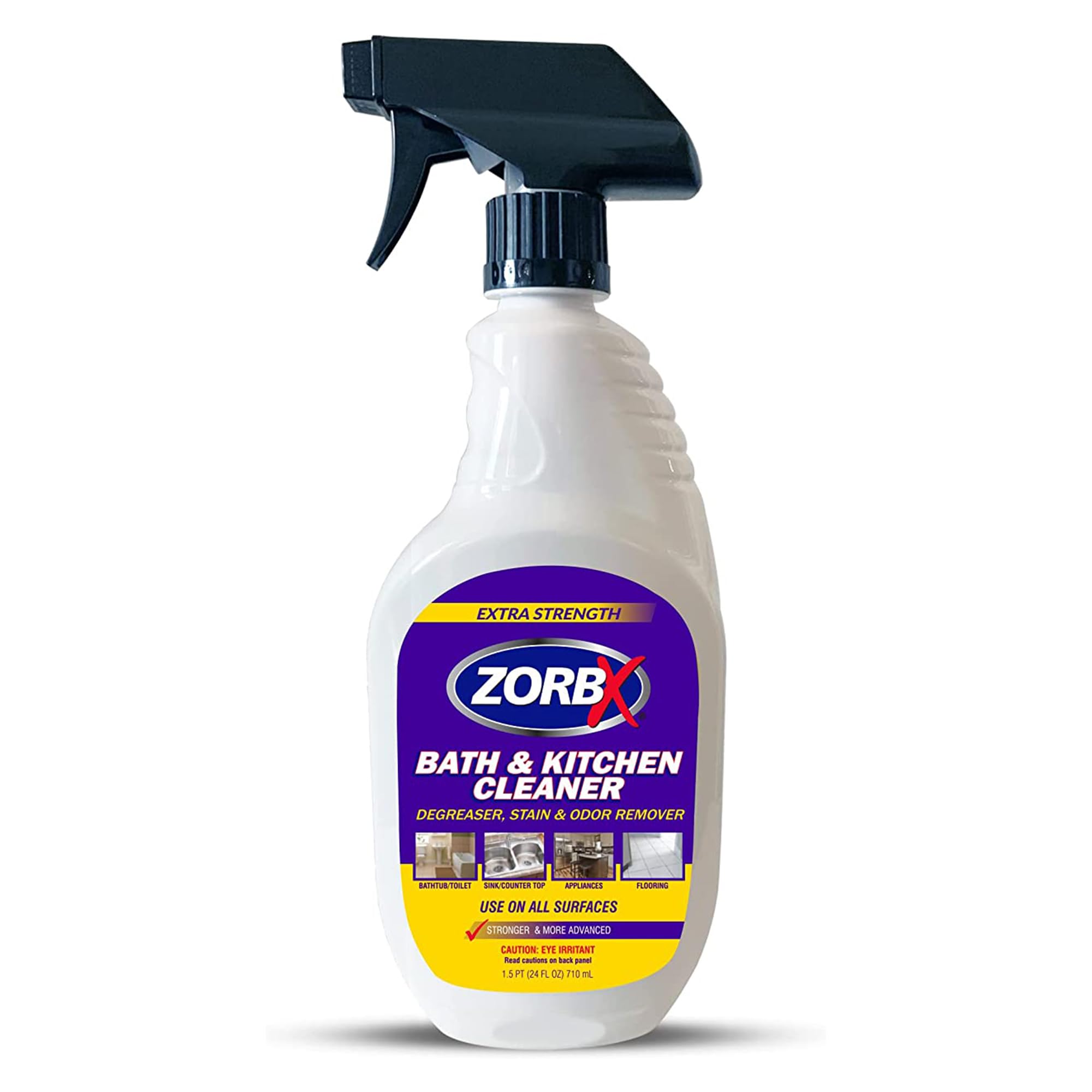 ZORBXBathroom & Kitchen Odor & Stain Remover Spray (24 oz) - Extra-Strength All-Purpose Floor Cleaner W/Scrub-Free Formula - Fast-Acting Surface Cleaner, Countertop & Sink Cleaning Degreaser