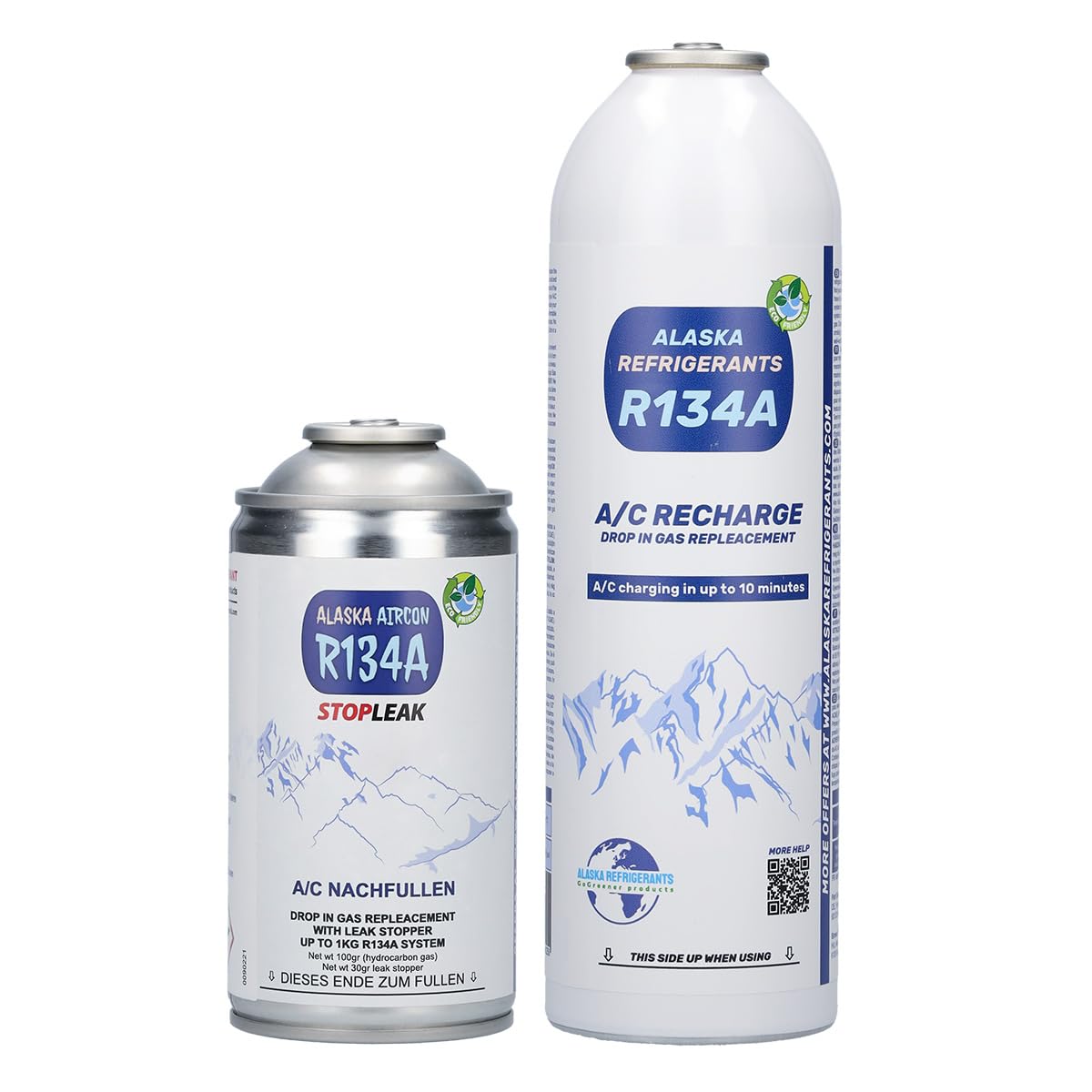 Alaska Refrigerants R134a - Refrigerante de repuesto para vehículos + sellador