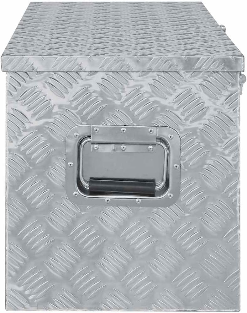 vidaXL Lightweight Durable Aluminum Box, Secure Storage for Tools and Accessories with Locking System, Large 43.5"x15.2"x15.7" -, Portable and Versatile, Ideal for Camping and Transport