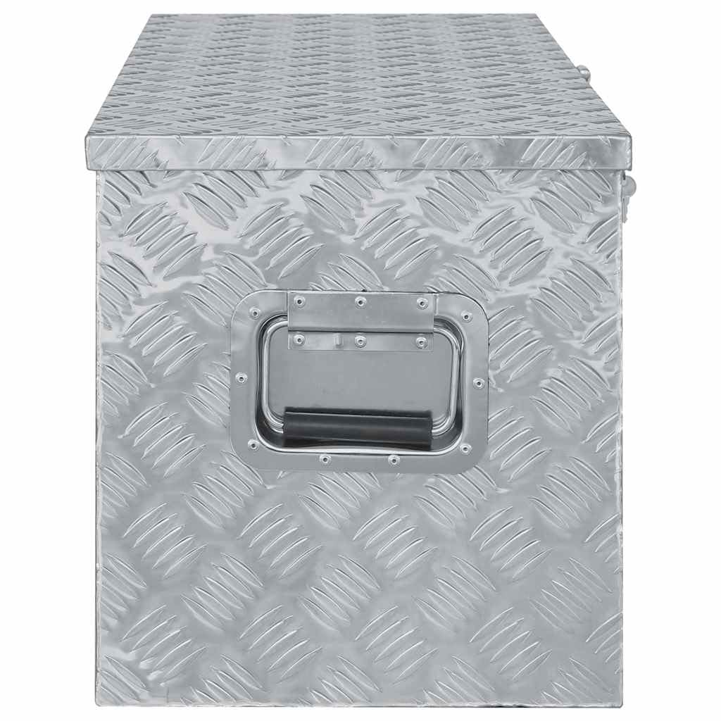 Caisse en aluminium - 110,5 x 38,5 x 40 cm - Argenté - Avec système de fermeture et 2 poignées de transport - Boîte à outils légère pour atelier, garage, chantier, rangement compact et