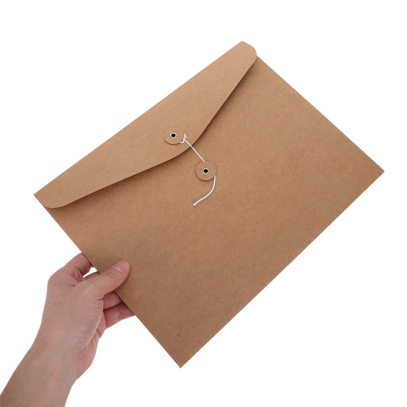 Lurrose 12 buste in carta kraft con chiusura a cordoncino, buste per documenti formato A4, portadocumenti espandibili per ufficio, raccoglitori e libretti.