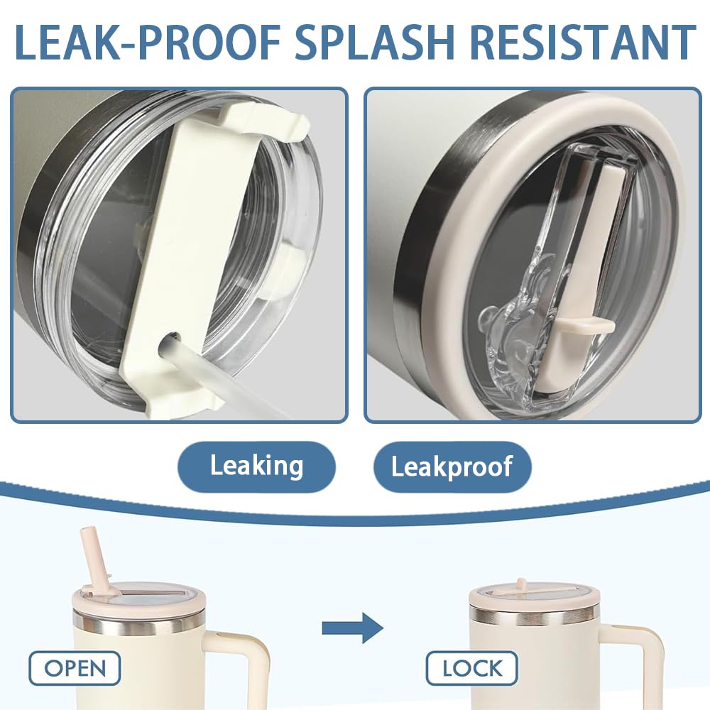 2 Coperchi Stanley Cup 40 Oz Ricambio - A Prova Di Perdite Con Cannucce - Foto 8