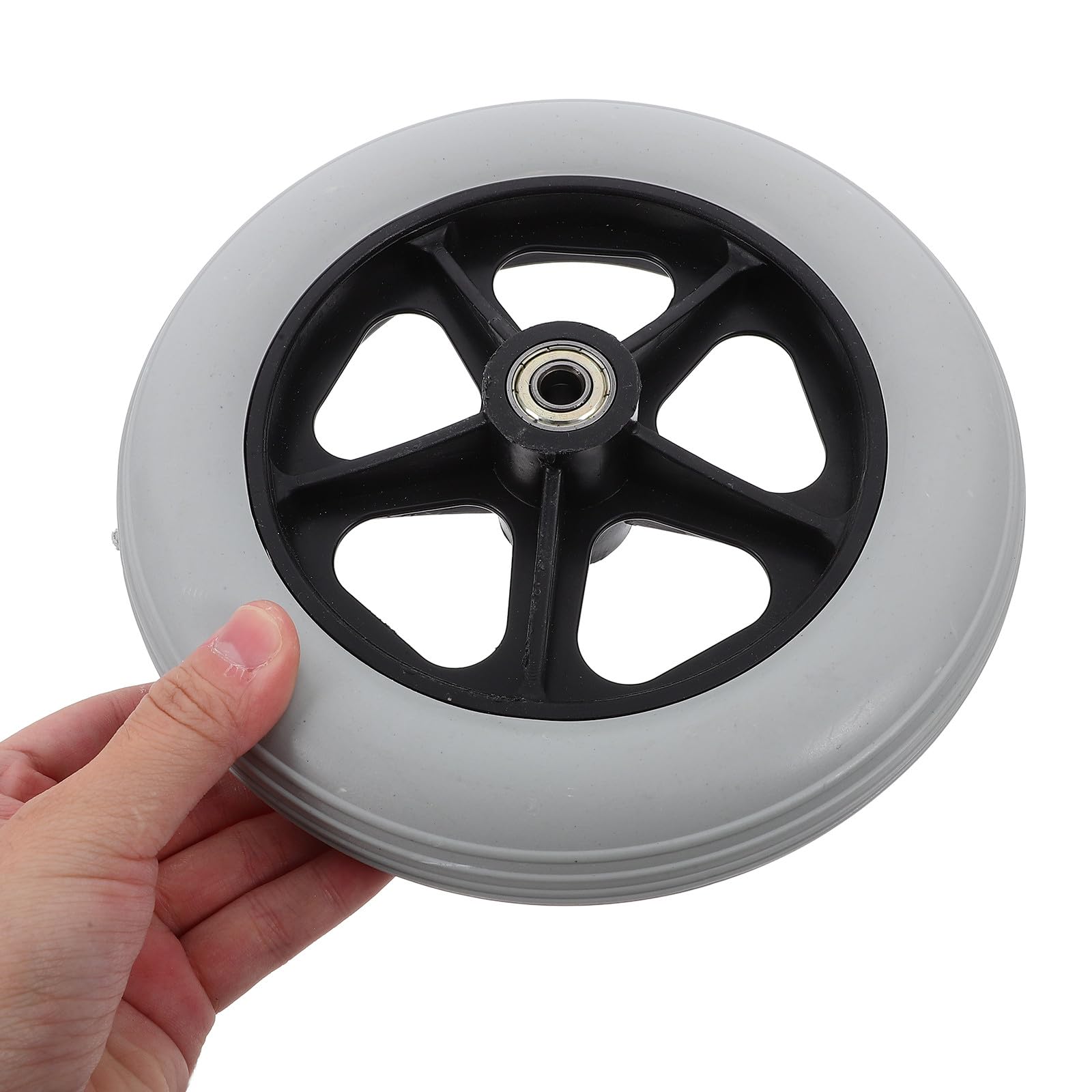 KICHOUSE 2 Pezzi Ruote di Ricambio in Plastico per Carrelli e Trolley, Supporto Oggetti Pesanti, Diametro Foro 8mm, Resistenti All'usura, Adatte per Deambulatori e Sedie a Rotelle