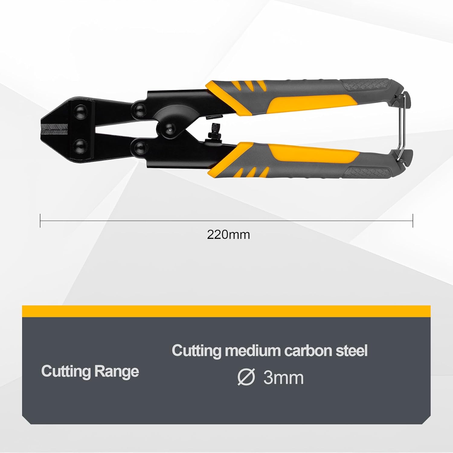 8-Inch Mini Bolt Cutter, Heavy Duty Wire Cutters with Comfortable TPR Handle and Security Lock, High Hardness and High Leverage Steel Bolt Cutters for Wire, Cables, Chains, Small Screws