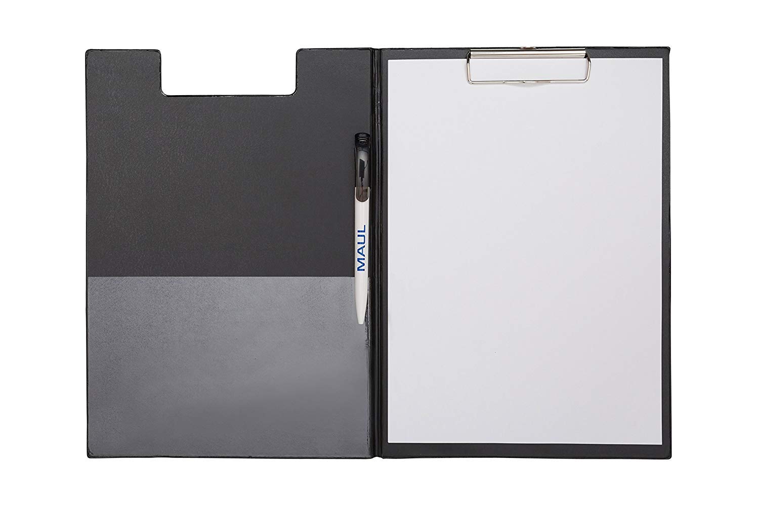 Maul Schreibmappe mit Folienüberzug, Aufklappbares Klemmbrett, Innentasche, Größe A4 hoch, Schwarz, 2339290, 1 Stück (Schwarz | 12er Pack)