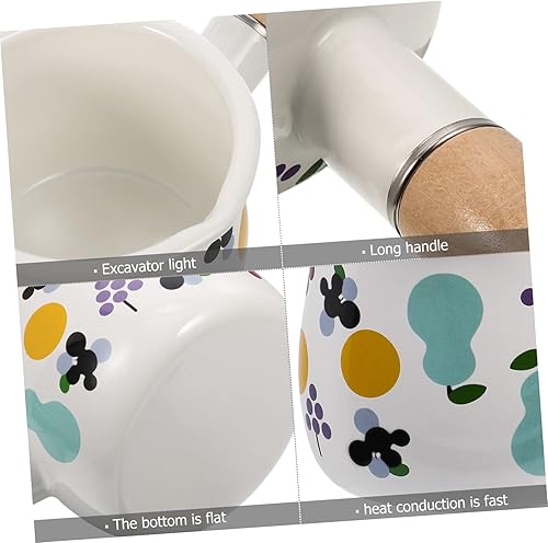 Miniatura 8 de Pequeño esmalte con asa Calentador de mantequilla multifuncional y cacerola para alimentos portátil y conducción de diseño
