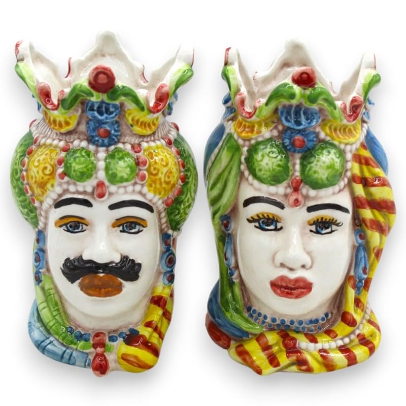 Cabezas moriscas sicilianas de emiri decorativas de cerámica de Caltagirone