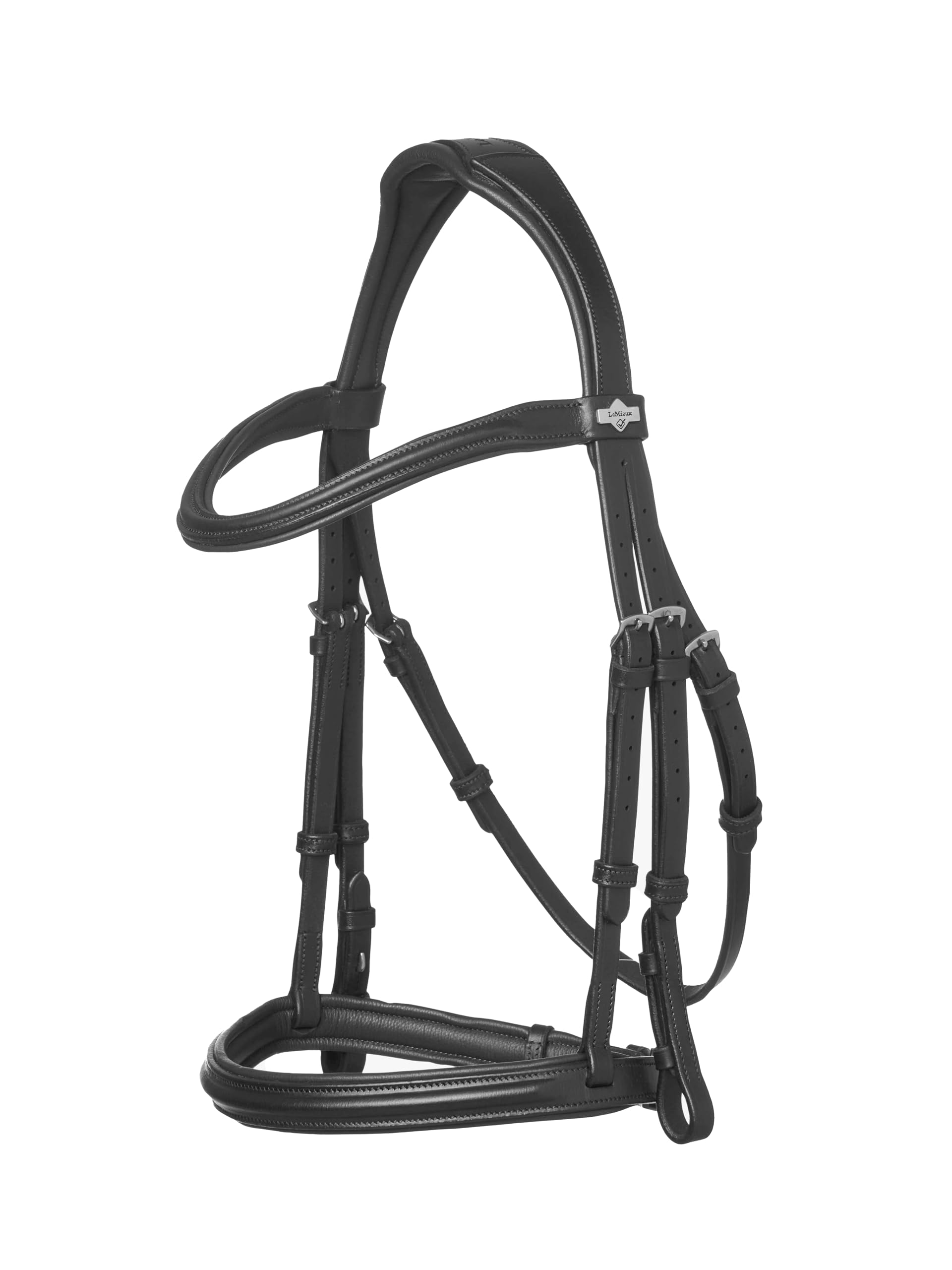 LeMieux Arika Anatomic Cavesson Bridle - Black/Silver - X-Full