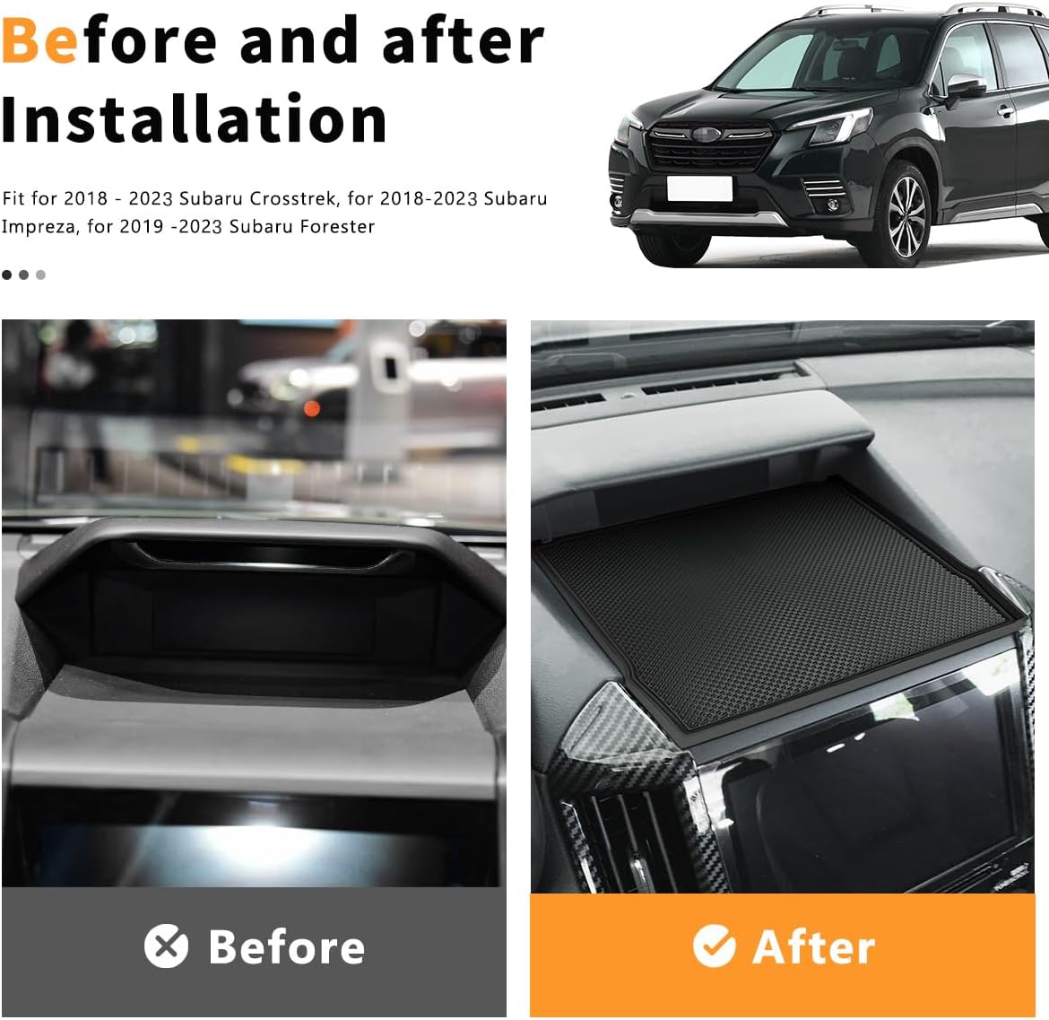 Auovo Dashboard Mats for Subaru Forester Accessories 2019-2024/ Crosstrek 2018-2023 / Impreza 2018-2023 Car Interior Silicone Material Dash Pad Liner (Upgrade,1 pcs All Black Trim Dashboard Mat)