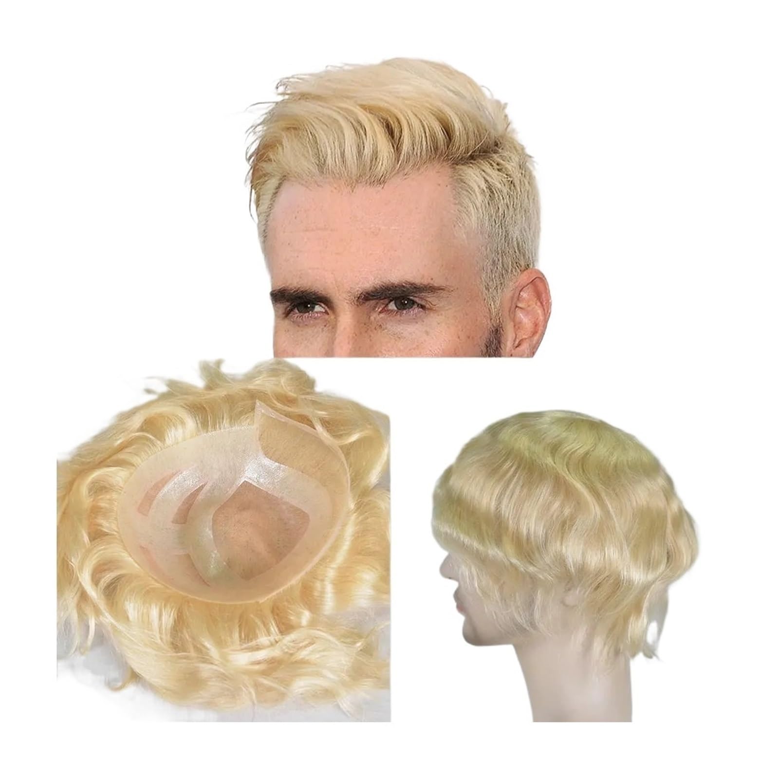 Tupecik męski Peruka z ludzkimi włosami koronkowa dla mężczyzn 8x10 Blond kolor 613#