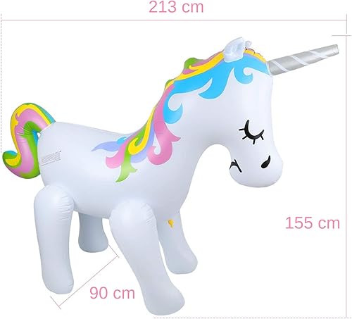 Miniatura 5 de Float Joy - Juguete inflable gigante de unicornio con aspersor para patio de verano y juegos al aire libre para niños y adultos, favorito de fiesta