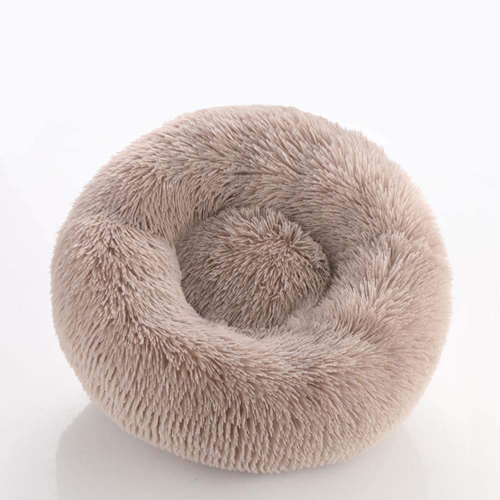 HANHAN Cama Para Perro De Piel Sintética Grande Con Forma De Donut Redondo Para Mascotas, Cojín Suave, Cálida Cama Para Perro Golden Retriever (80 Cm), Color Marrón Claro
