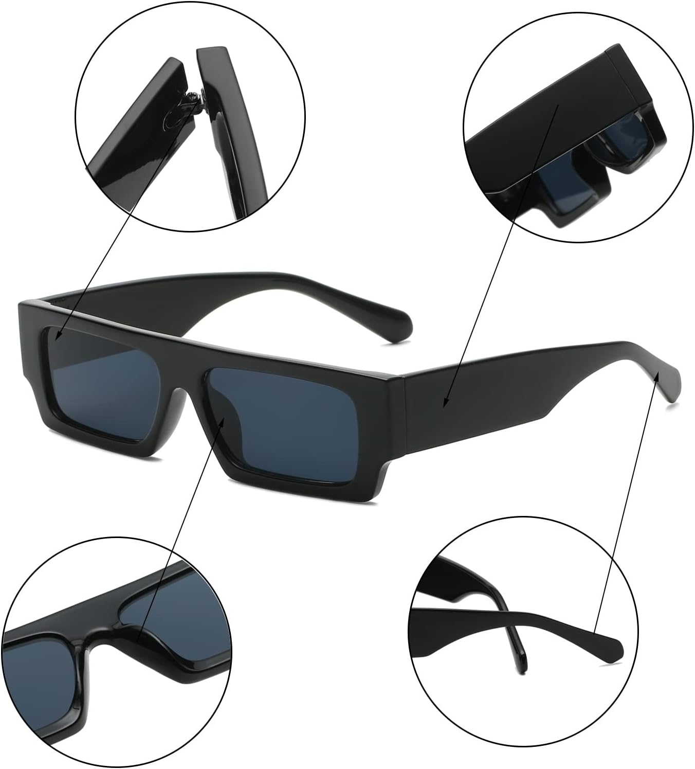 Long Keeper Retro Small Rectangle Sunglasses Women Vintage Square Men Glasses Trendy Chunky Sun Glasses UV400 - Image 3