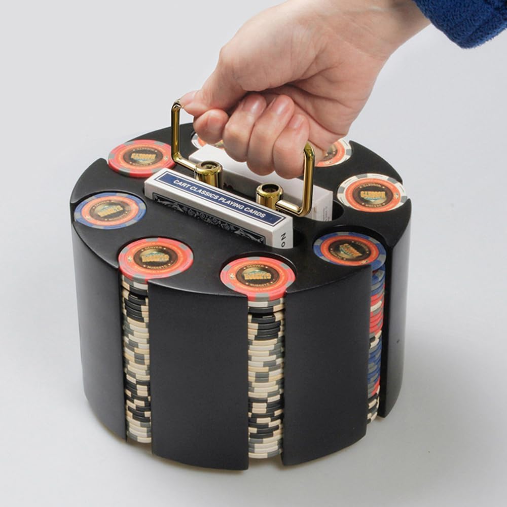 Poker Chip Holder, 200 Pcs Chips Capacity Wood Carousel Poker Chip Case