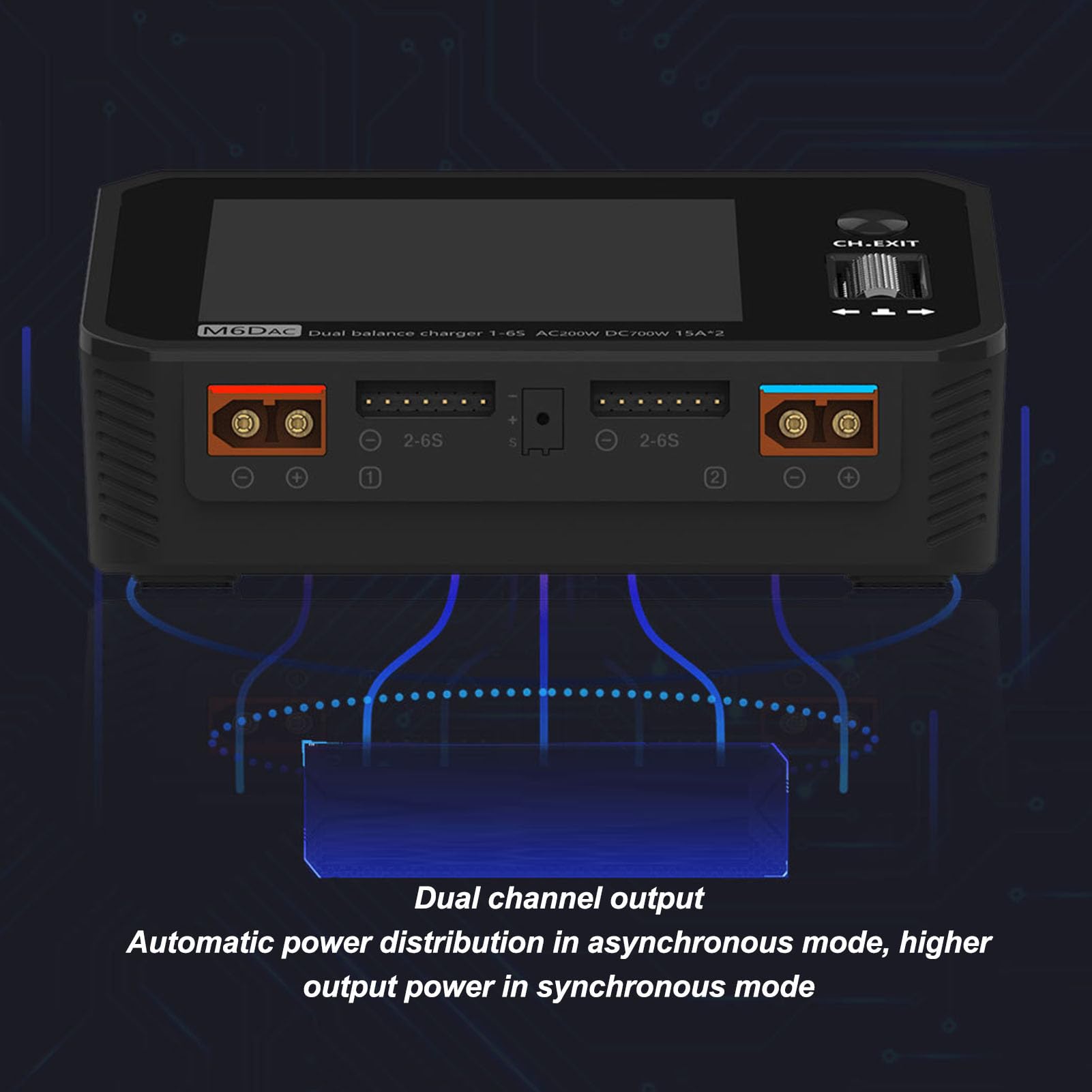Naroote Caricatore della Batteria Dal Litio da 1 a 6s, Caricatore della Batteria Lipo 65W Carica Rapida per la LTO NIMH (Plug dell'UE 100-240 V.)