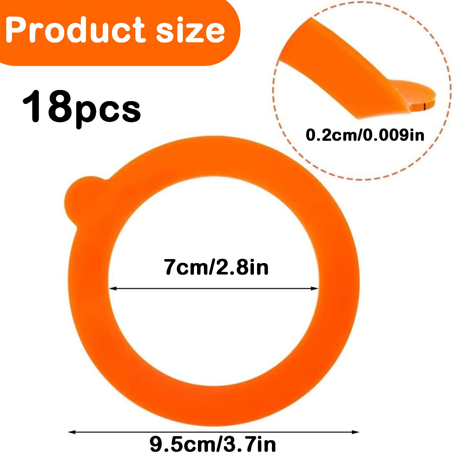 18 PCS Jar Seals,Silicone Replacement Gaskets Seals Orange Jar Seals Replacement - Image 2