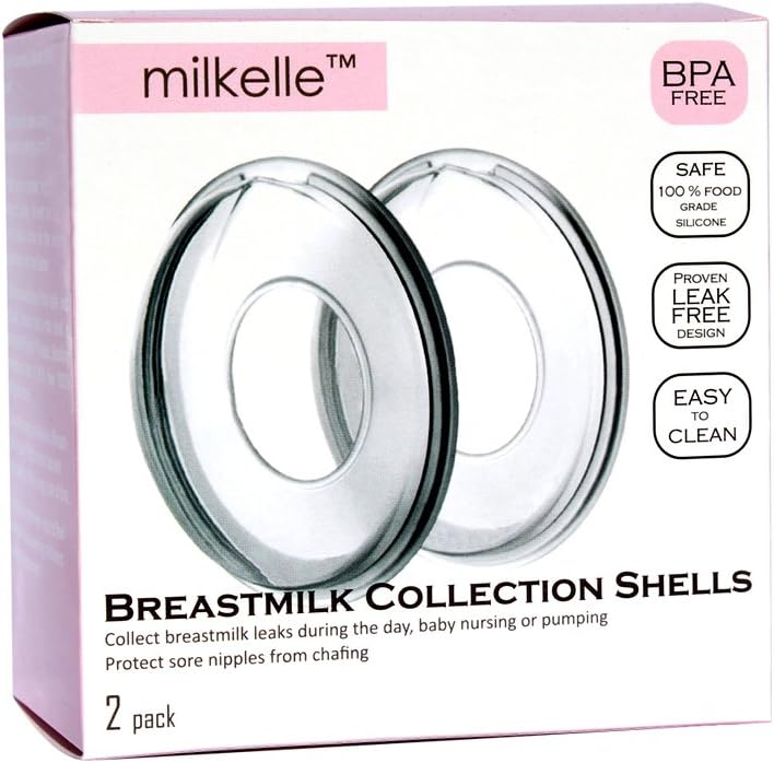 Breast Shells, Milk Saver, Nursing Cups, Food Grade Silicone BPA-Free PP (Set of 2)