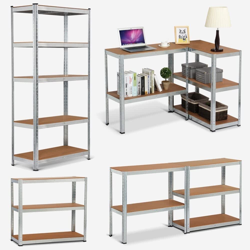Buy Silver Colour 180cm x 90cm x 40cm 5 Tier Heavy Duty Metal Shelving