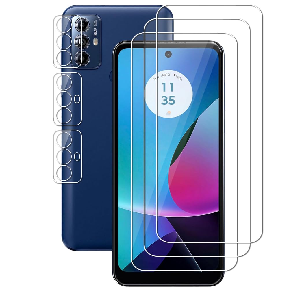 UZWZW (3+3) For Motorola Moto G Play (2023) / Motorola Moto G Play Gen 2 (3 Pack) Tempered Glass Screen Protector with Cam...